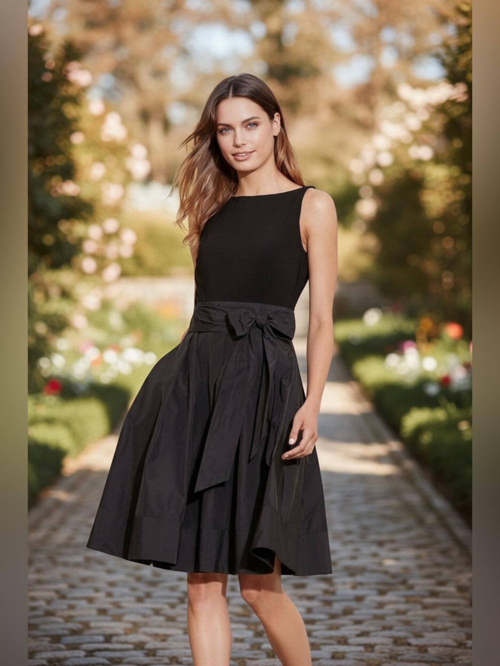 Lauren Ralph Lauren Black A-Line Bow Waist Dress Sz 4